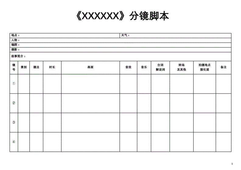 分镜头脚本模板